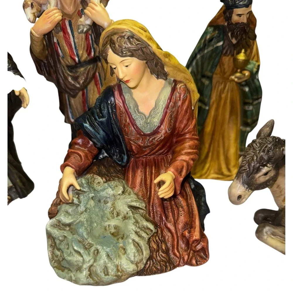 Nativity Scene Set 7 Figures Shepherd Camel Donkey Wise Men Christmas Decor